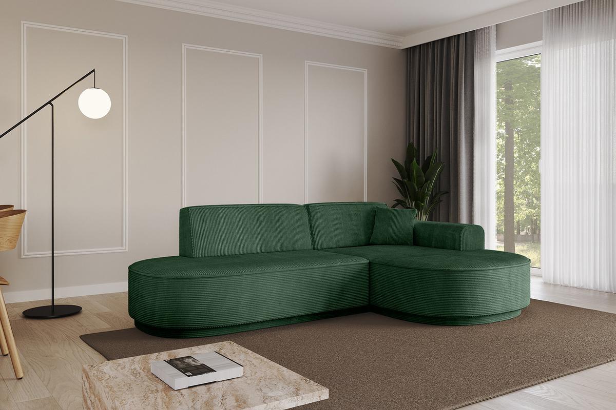 ECKSOFA Ottomane Rechts MARI-L1-v3 - 243x171x83 cm Grün Cord - Schwarz/Grün, Holzwerkstoff/Kunststoff (171/243cm) - ALTDECOR