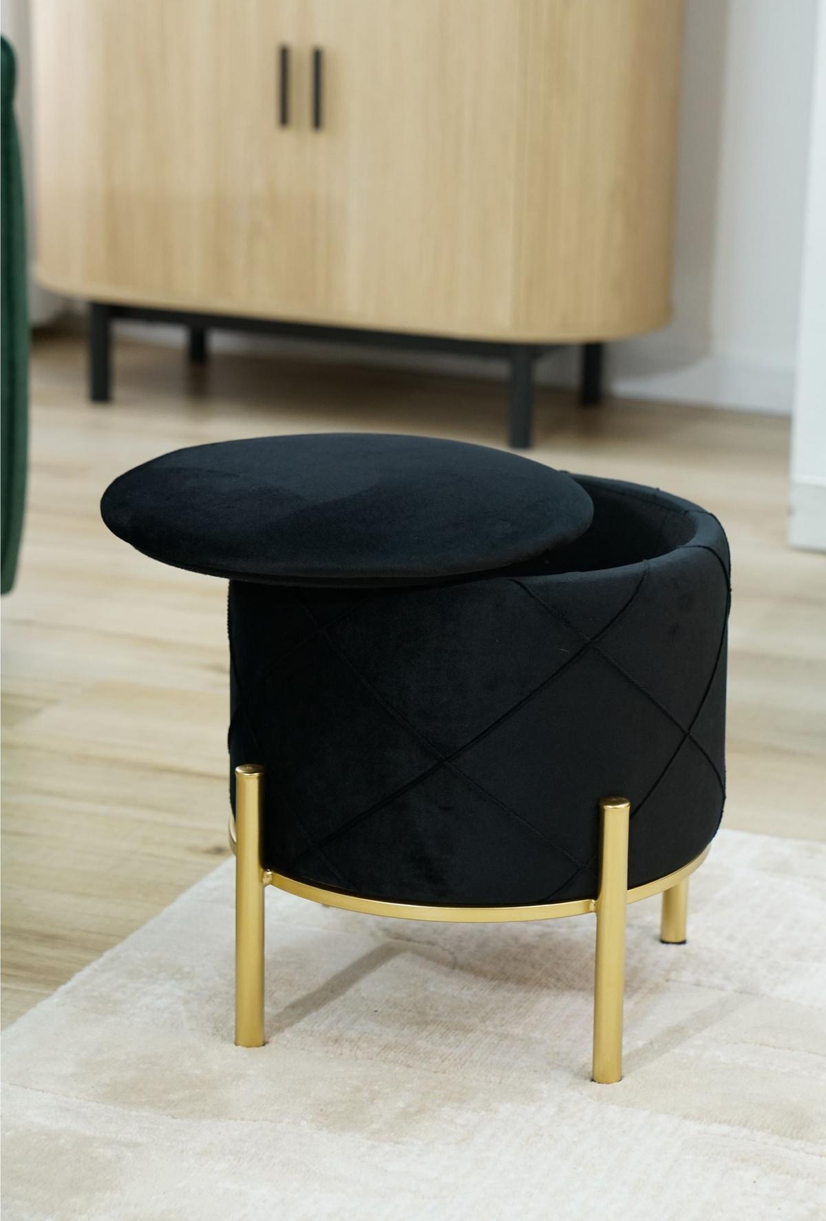 SITZHOCKER mit Stauraum, Polsterhocker Schwarz 37/40/37 - Schwarz, Textil (37/40/37cm) - RAUMHIRSCH FURNITURE