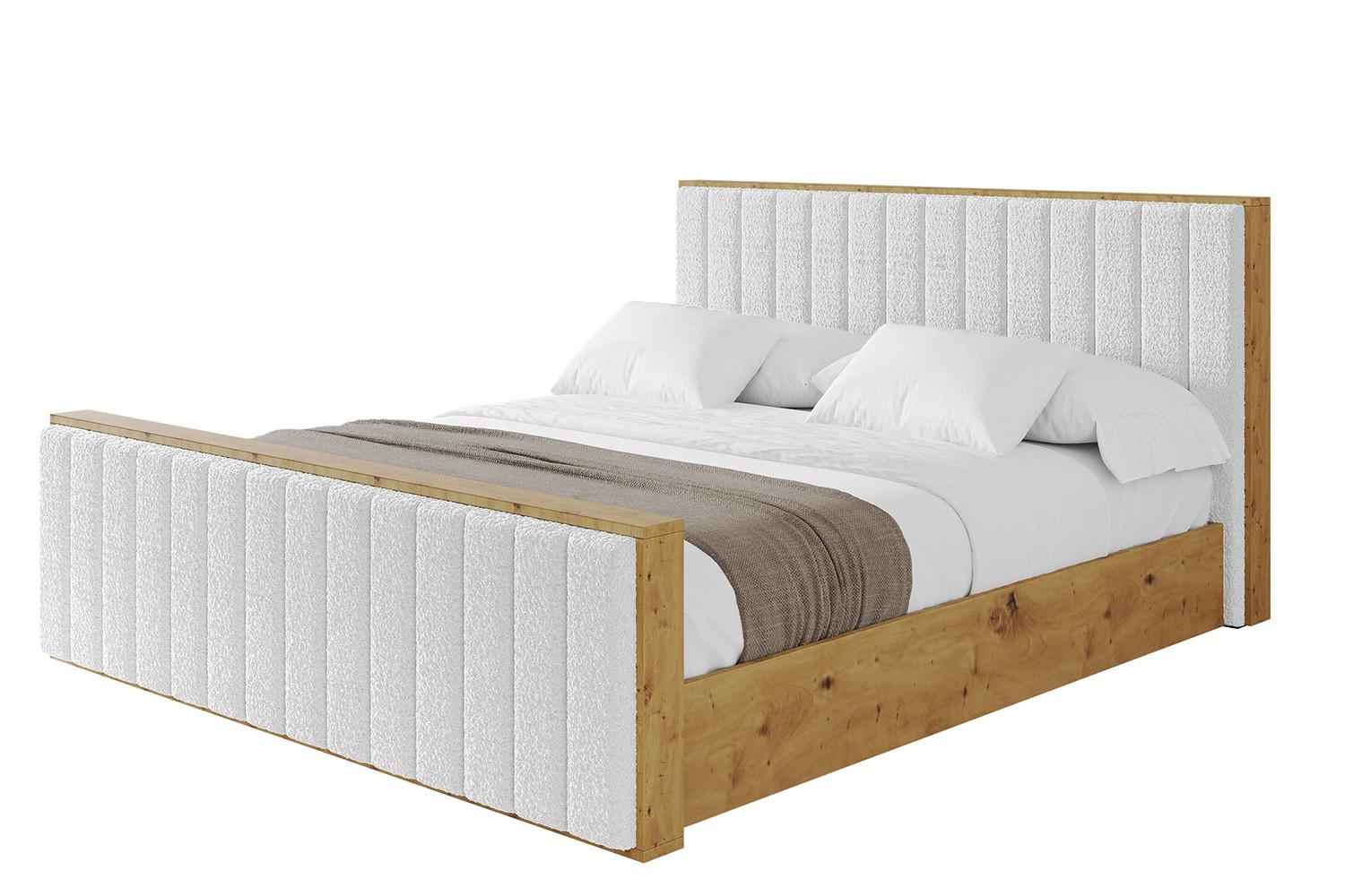 POLSTERBETT mit Bettkasten, Fußteil und Lattenrost, Boxbett ohne Matratze - ENZO4-Z 180x200 Weiß - Weiß, Holzwerkstoff/Textil (180/200cm) - ALTDECOR