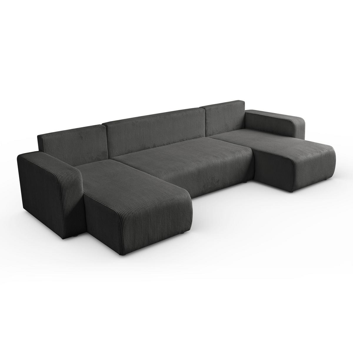 ECKSOFA PRESTIGE U mit Schlaffunktion, Poso 34 - Dunkelgrau, Textil (317/83/143cm) - Lookway