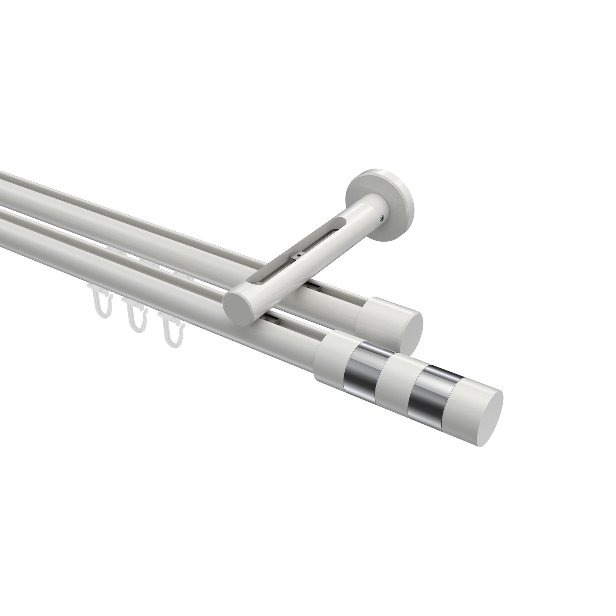 GARDINENSTANGE INNENLAUF Siteno Mavell 260 cm (geteilt in 2 x 130 cm), 2-läufig, 20 mm Ø Weiß - Chromfarben/Weiß, Metall (260cm) - INTERDECO