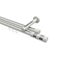 GARDINENSTANGE INNENLAUF Siteno Mavell 260 cm (geteilt in 2 x 130 cm), 2-läufig, 20 mm Ø Weiß - Chromfarben/Weiß, Metall (260cm) - INTERDECO