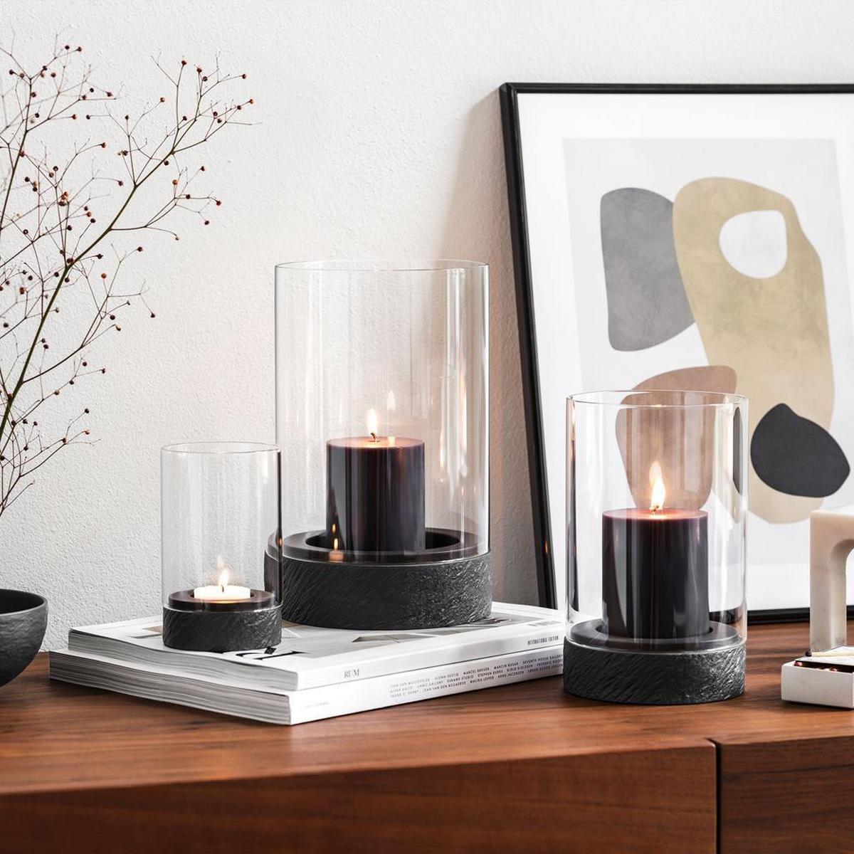 WINDLICHT Manufacture Rock Home 20 cm - Schwarz, Glas/Keramik (12.1/19.6/12.1cm) - Villeroy & Boch