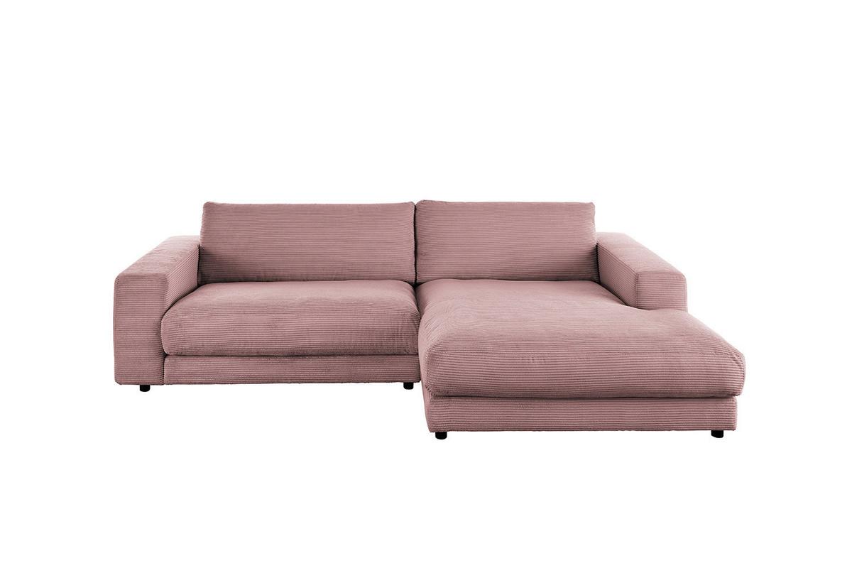 ECKSOFA MADELINE Pink Cord - Schwarz/Rosa, Kunststoff/Textil (270/190cm) - KAWOLA