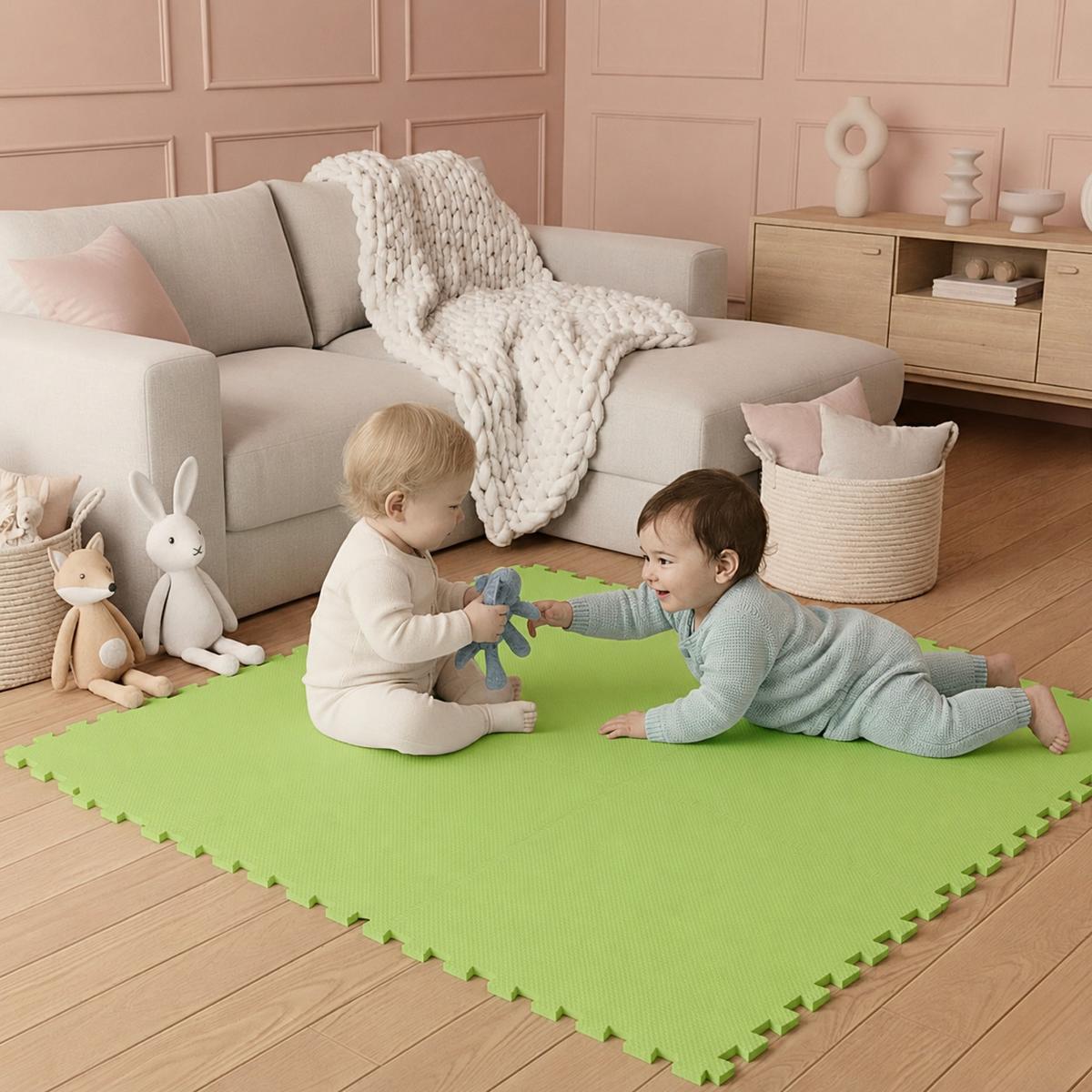 SPIELMATTE ab Null - 90 cm Baby Puzzlematte Grün - Grün, Kunststoff (30/30cm) - Littletom