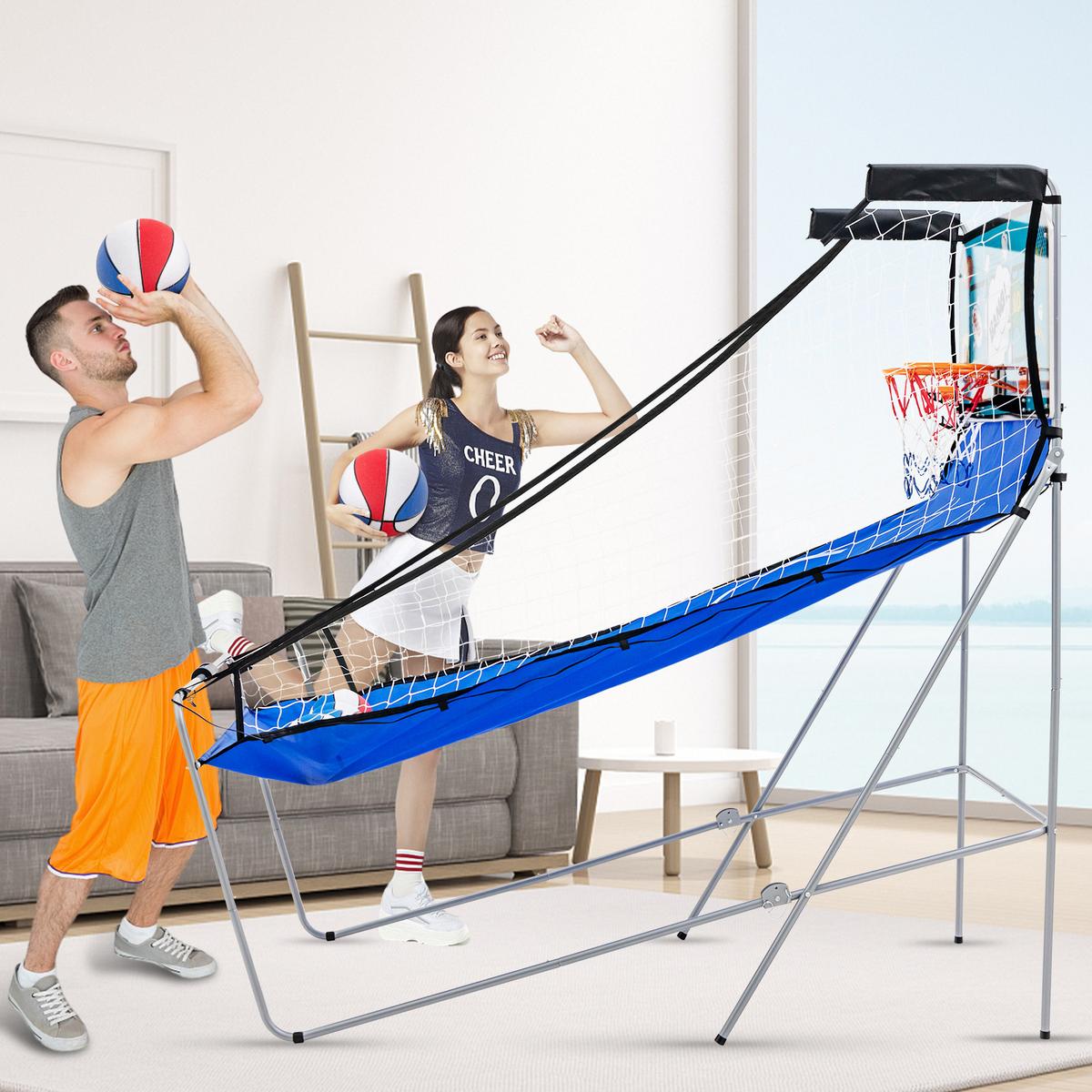 ARCADE-BASKETBALLSPIEL Blau - Blau, Metall (206/110cm) - COSTWAY