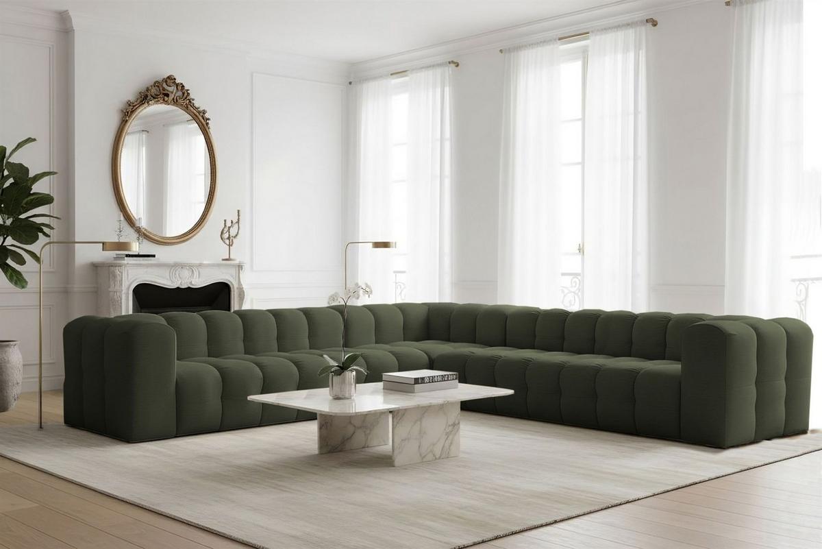 ECKSOFA Solvie Xl In Tiffani - Grün, Holzwerkstoff/Textil (330/330cm) - Fun Möbel