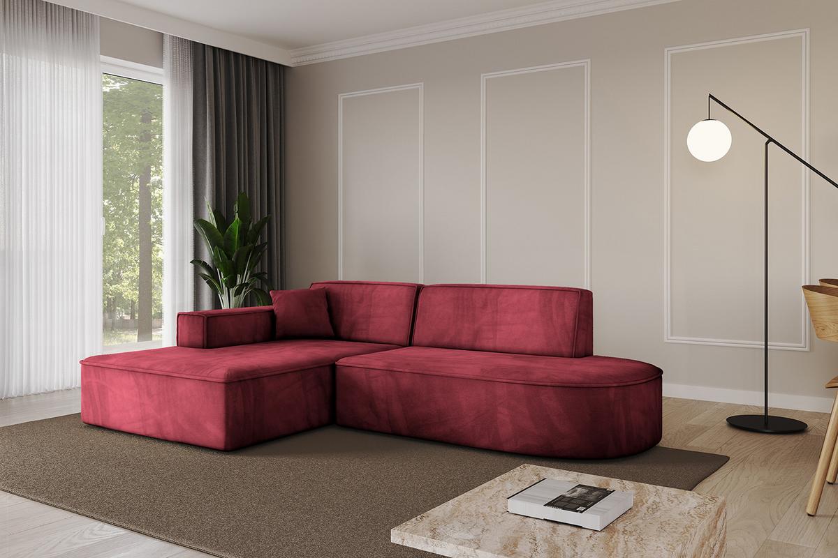 ECKSOFA Ottomane Links IREA-L1-v4 - 232x165x77 cm Bordeauxrot - Bordeaux, Holzwerkstoff/Textil (232/165cm) - ALTDECOR