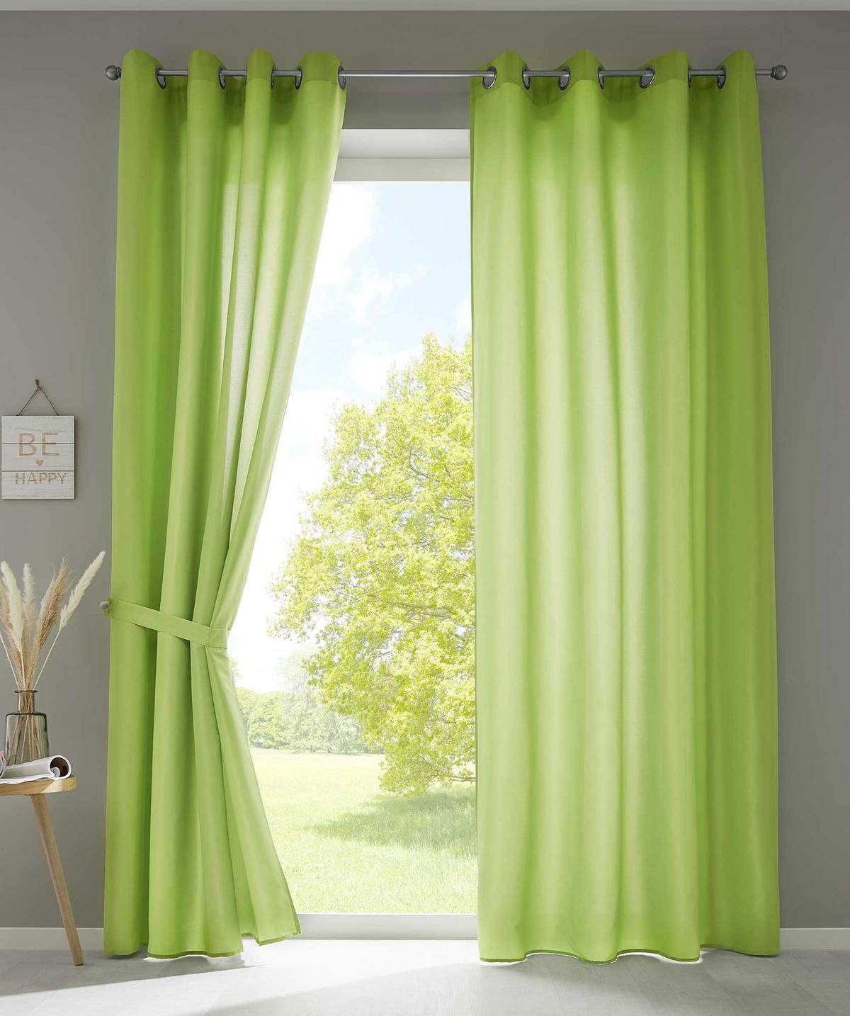 VORHANG 2ER SET BERLIN HxB 245x140cm Apfelgrün - Hellgrün, Textil (140/245/245cm) - Gardinenbox