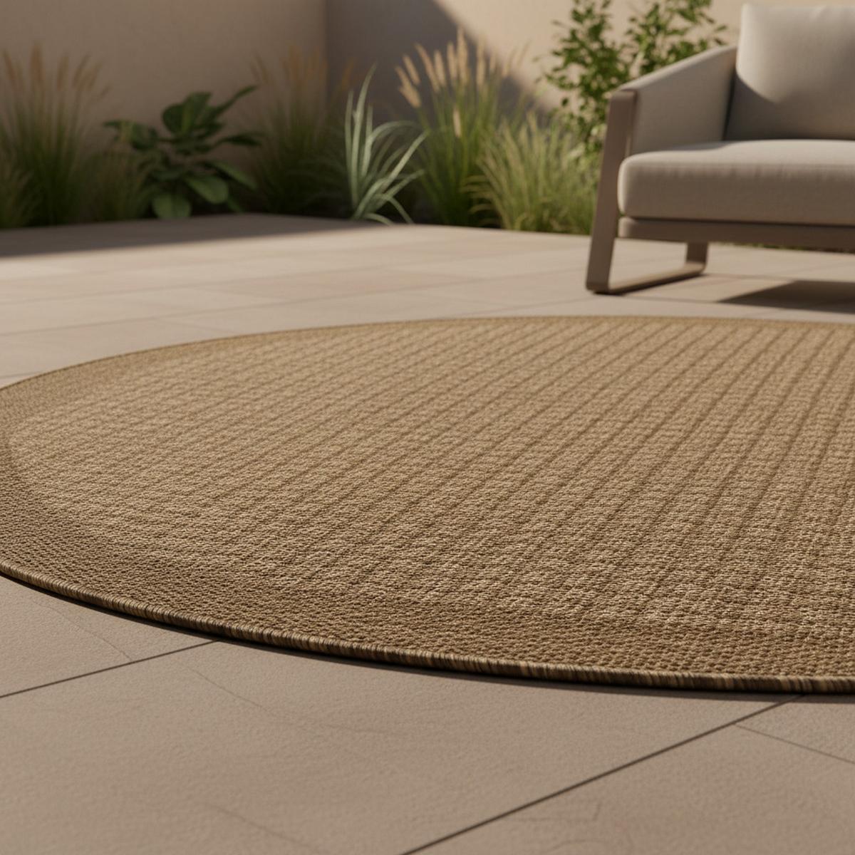 TEPPICH Outdoor DAFNE in Braun, einfarbig, Ø 200 cm - Braun, Textil (200/200cm) - KADIMA DESIGN