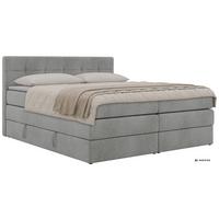 BOXSPRINGBETT SOLVEN KING 140/200 - Hellgrau Stukture - Topper Visco - H4 - Hellgrau/Schwarz, Kunststoff/Textil (140/200cm) - MKS