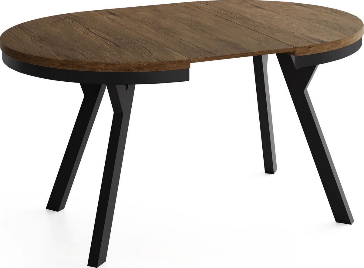 ESSTISCH Vero Neo rund ausziehbar verlängerbar, Eiche Braun Rustikal 80-130/80/77 cm - Alteiche/Schwarz, Holz/Holzwerkstoff (80/130/77cm) - WFL GROUP