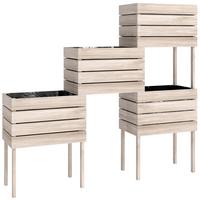 HOCHBEET Pflanzkasten aus Holz, 4 Kombinationsmodi, für Garten und Balkon, Naturholz - Fichtefarben, Holz (30/60/50cm) - Outsunny