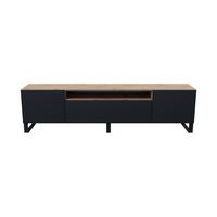 LOWBOARD MIVO 200/41/40 cm, Stand-TV-Schrank Eiche Artisan - Schwarz/Eiche Artisan, Holzwerkstoff (200/41/40cm) - MASSENO