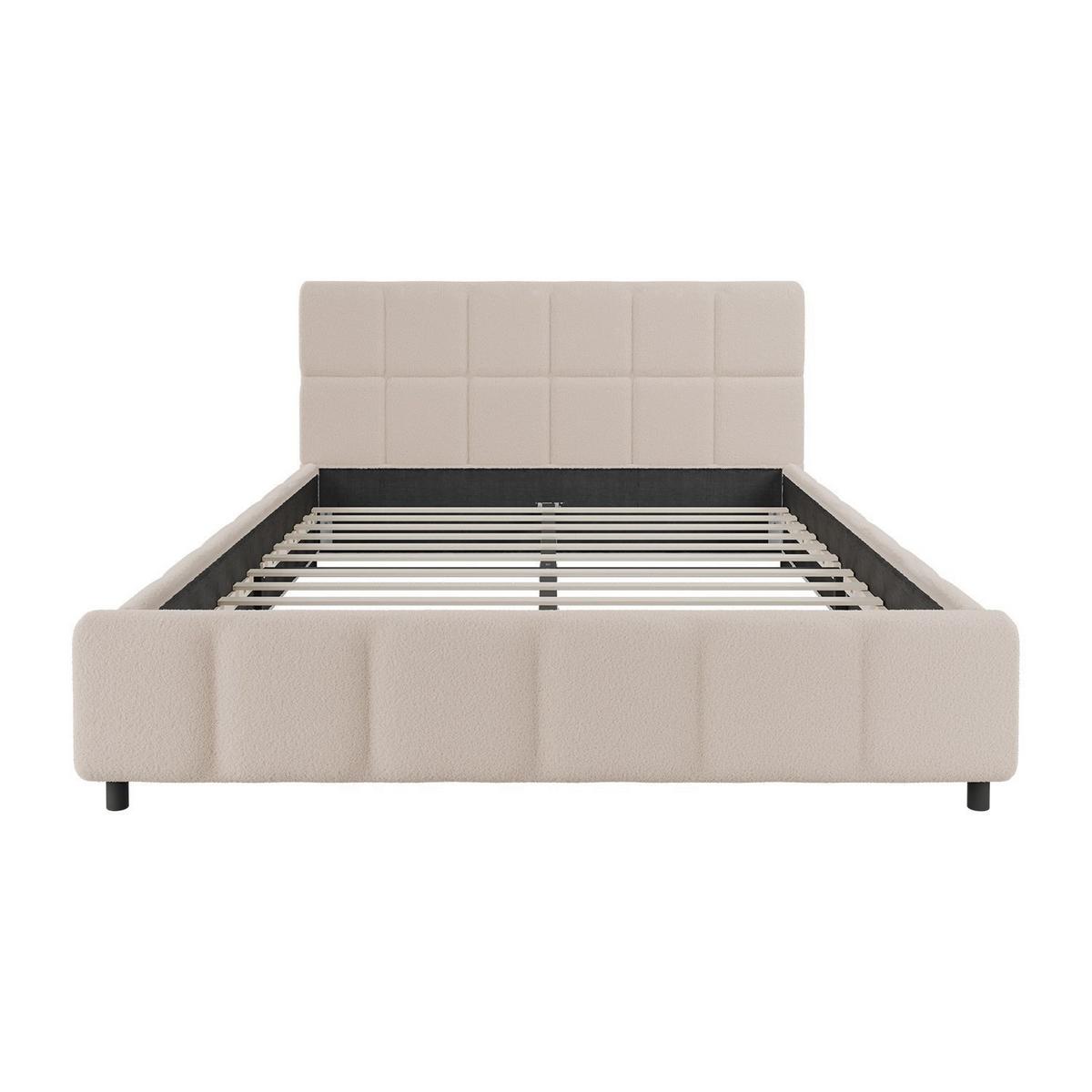 POLSTERBETT Florenz beige 140x200 cm mit Matratze - Beige, Holz (140/200cm) - Juskys
