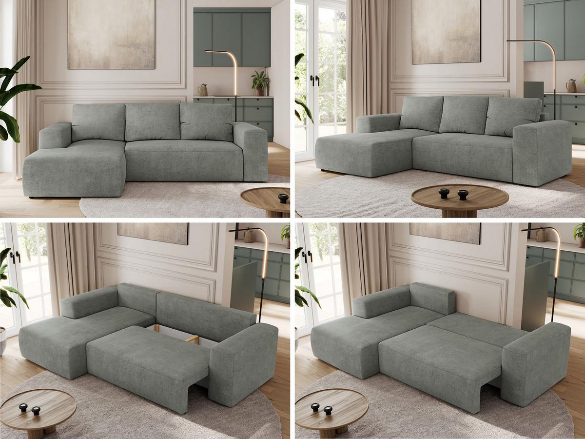 ECKSOFA TRENTINO L Grau Stukture - Links - Schwarz/Grau, Kunststoff/Textil (266/164cm) - MKS