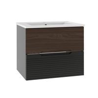 WASCHTISCH 60cm Sylla Schwarz und Holz - Schwarz, Holzwerkstoff (60/50/45.8cm) - Petits-meubles