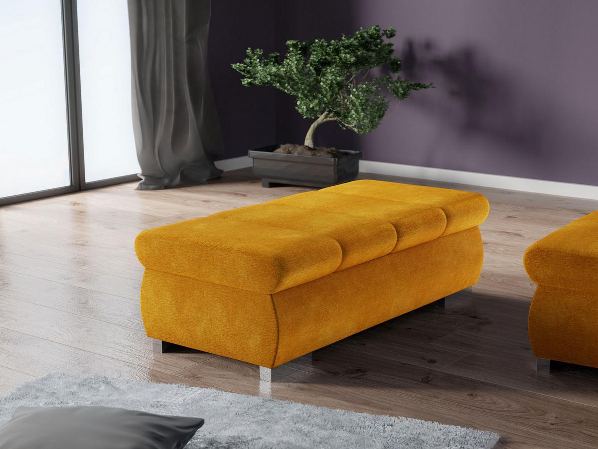 POLSTERHOCKER Bangkok Groß - Currygelb/Silberfarben, Holz/Kunststoff (120/39/60cm) - MIRJAN24