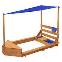 SANDKASTEN mit Dach und Matschküche aus Massivholz 101x163 cm - Braun, Holz (101/163/120.5cm) - ML-DESIGN