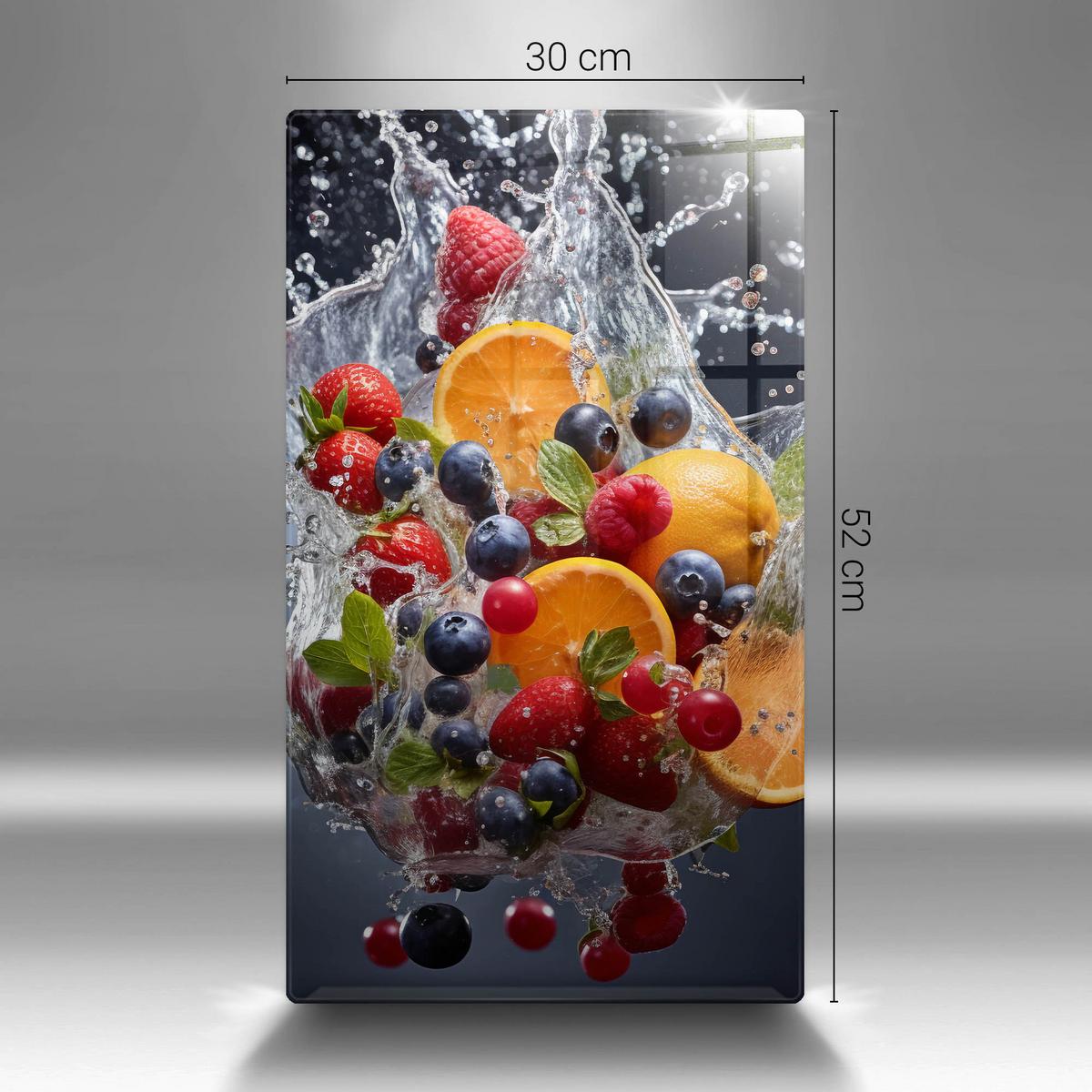 GLASPLATTE 30x52 cm Früchte im Wasser - Multicolor, Glas (30/52cm) - Wallfluent