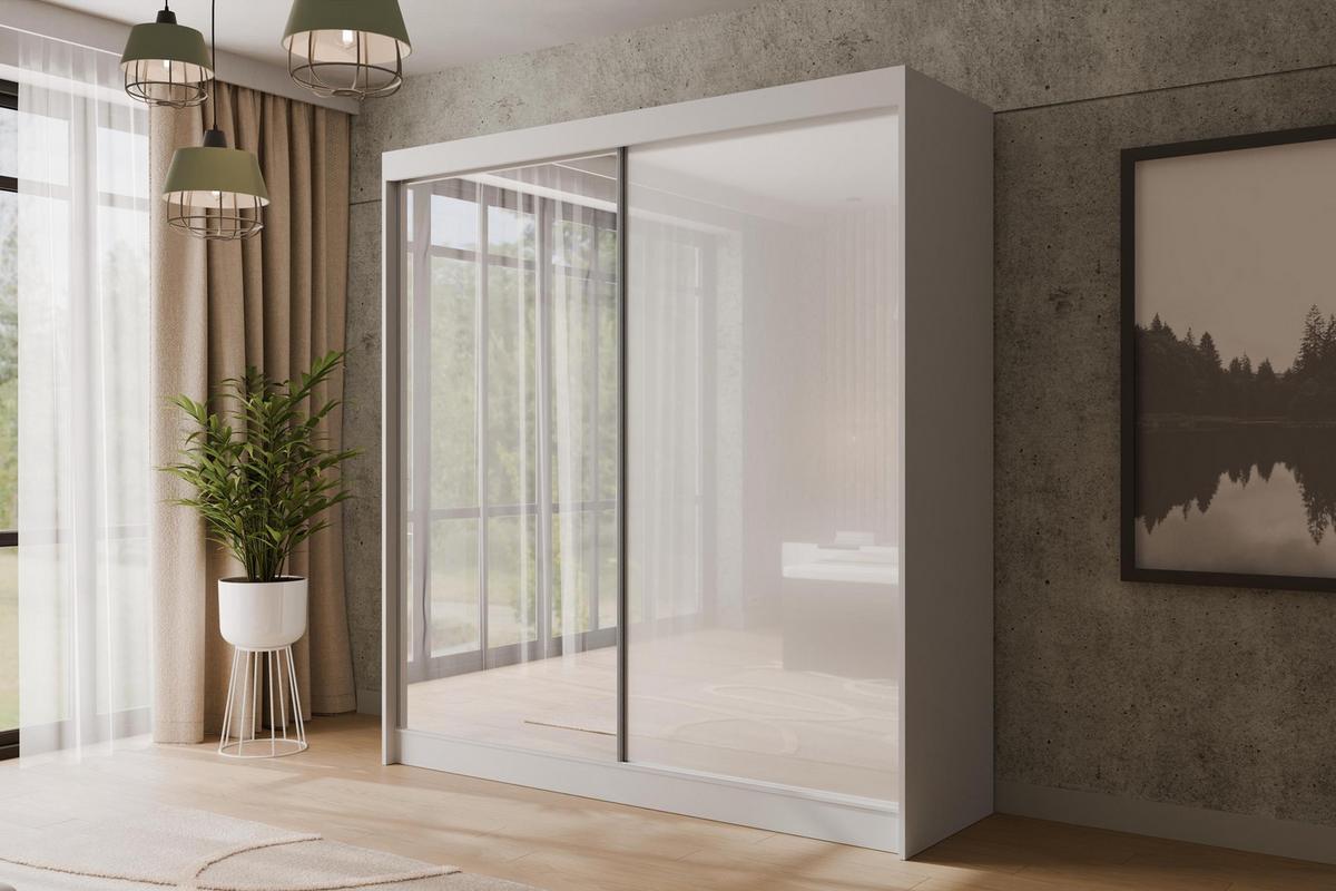 KLEIDERSCHRANK VESLI - 200 cm - Weiß - Weiß, Holzwerkstoff (200/215/61cm) - ALTDECOR