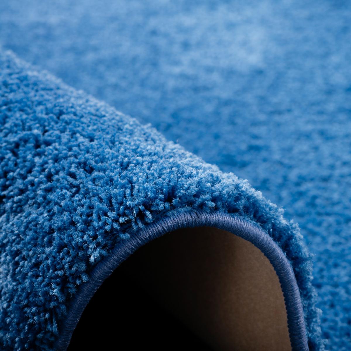 HOCHFLOR SHAGGY TEPPICH PALACE RUND - Blau, Textil (100/100cm) - Snapstyle