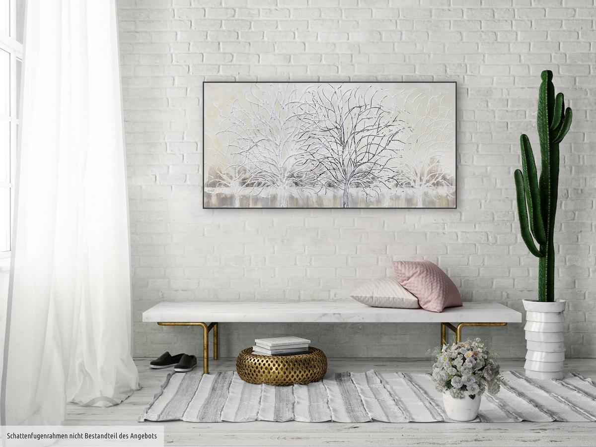 ACRYLBILD HANDGEMALT 120/60 cm - Beige/Weiß, Holz/Textil (120/60cm) - KUNSTLOFT