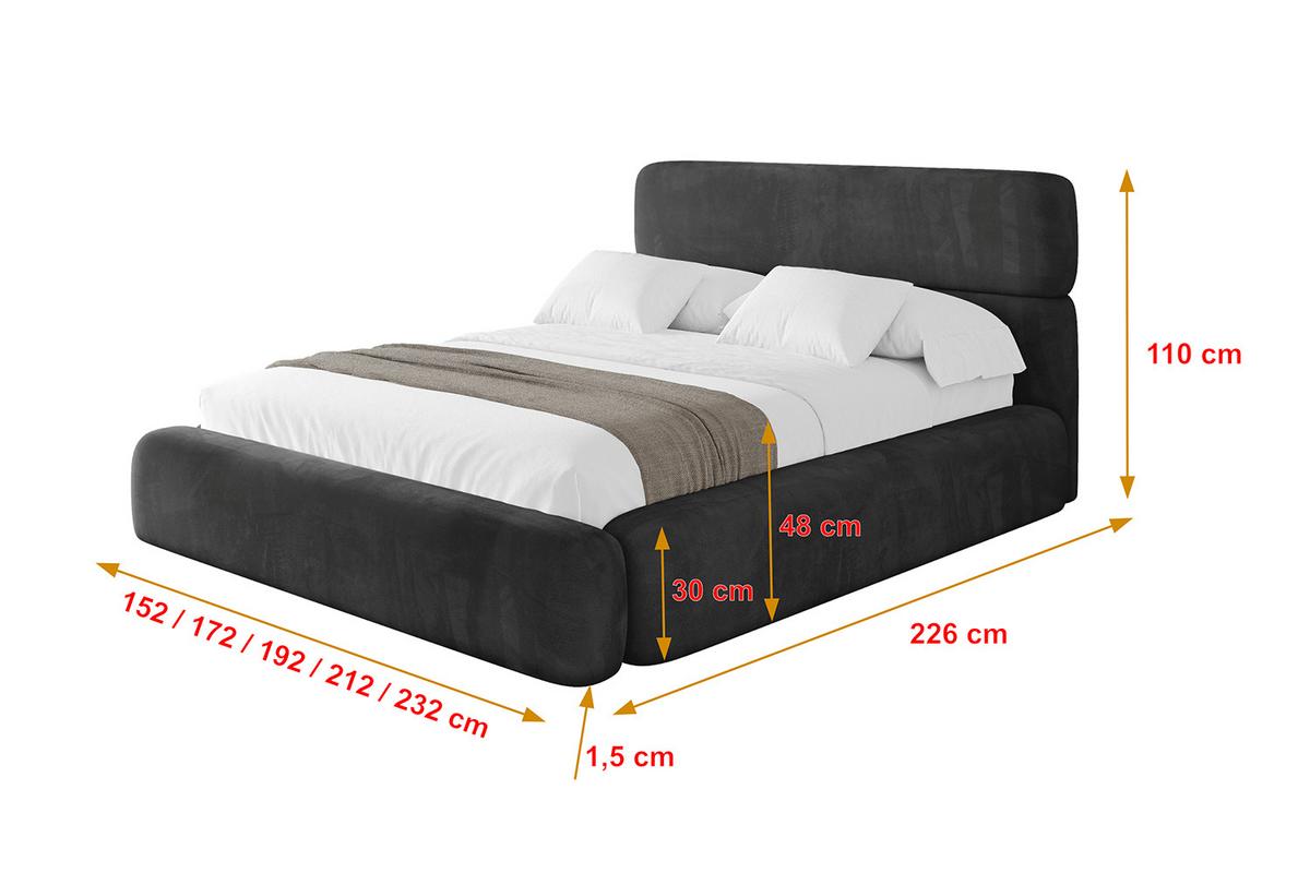 POLSTERBETT mit Bettkasten und Lattenrost, Boxbett ohne Matratze - ENORA 180x200 Schwarz - Schwarz, Holzwerkstoff/Textil (180/200cm) - ALTDECOR