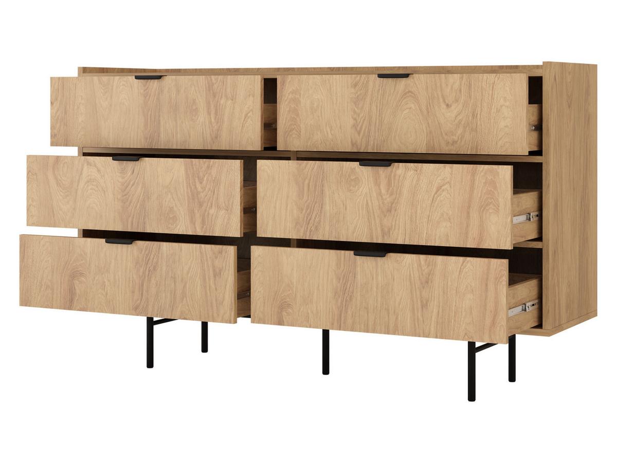KOMMODE Edison 6S - Nussbaumfarben/Schwarz, Holzwerkstoff/Metall (150/90/40cm) - MIRJAN24