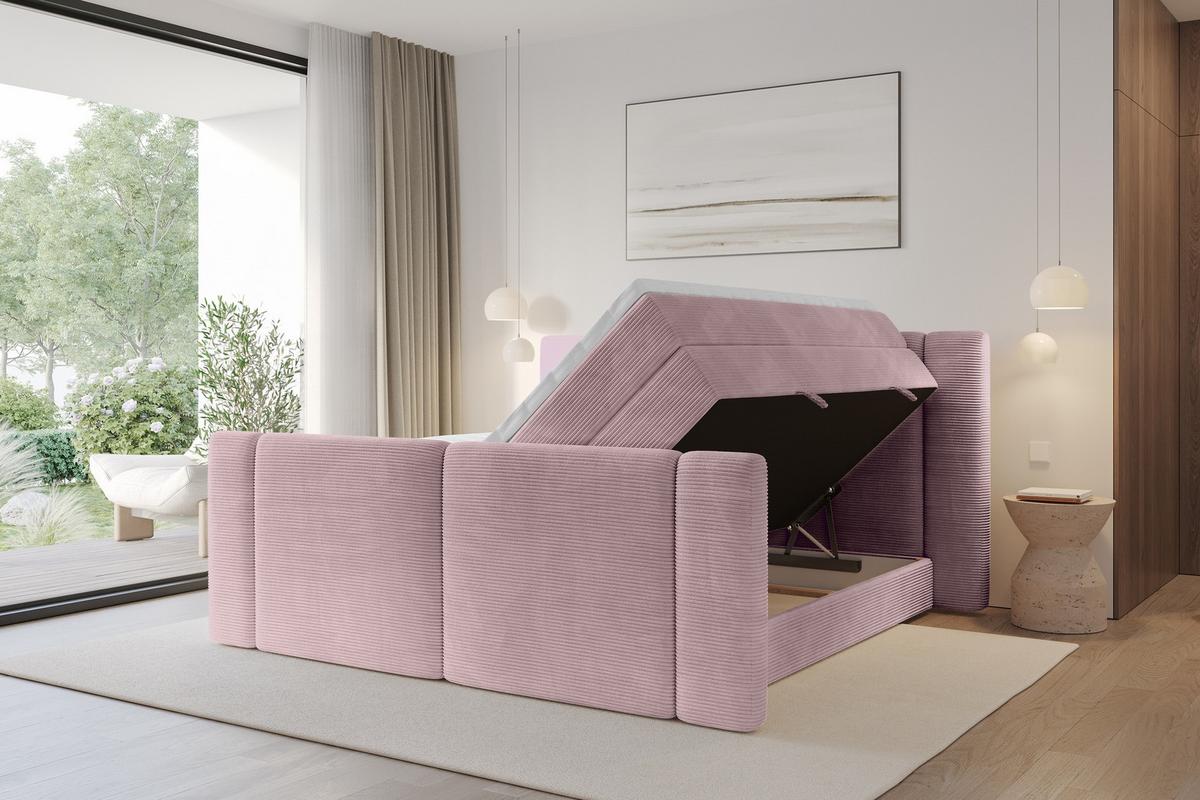 BOXSPRINGBETT mit Matratze H3/H4 - EVON KING Zanozek - 180x200 cm Rosa - Rosa, Holzwerkstoff (180/200cm) - ALTDECOR