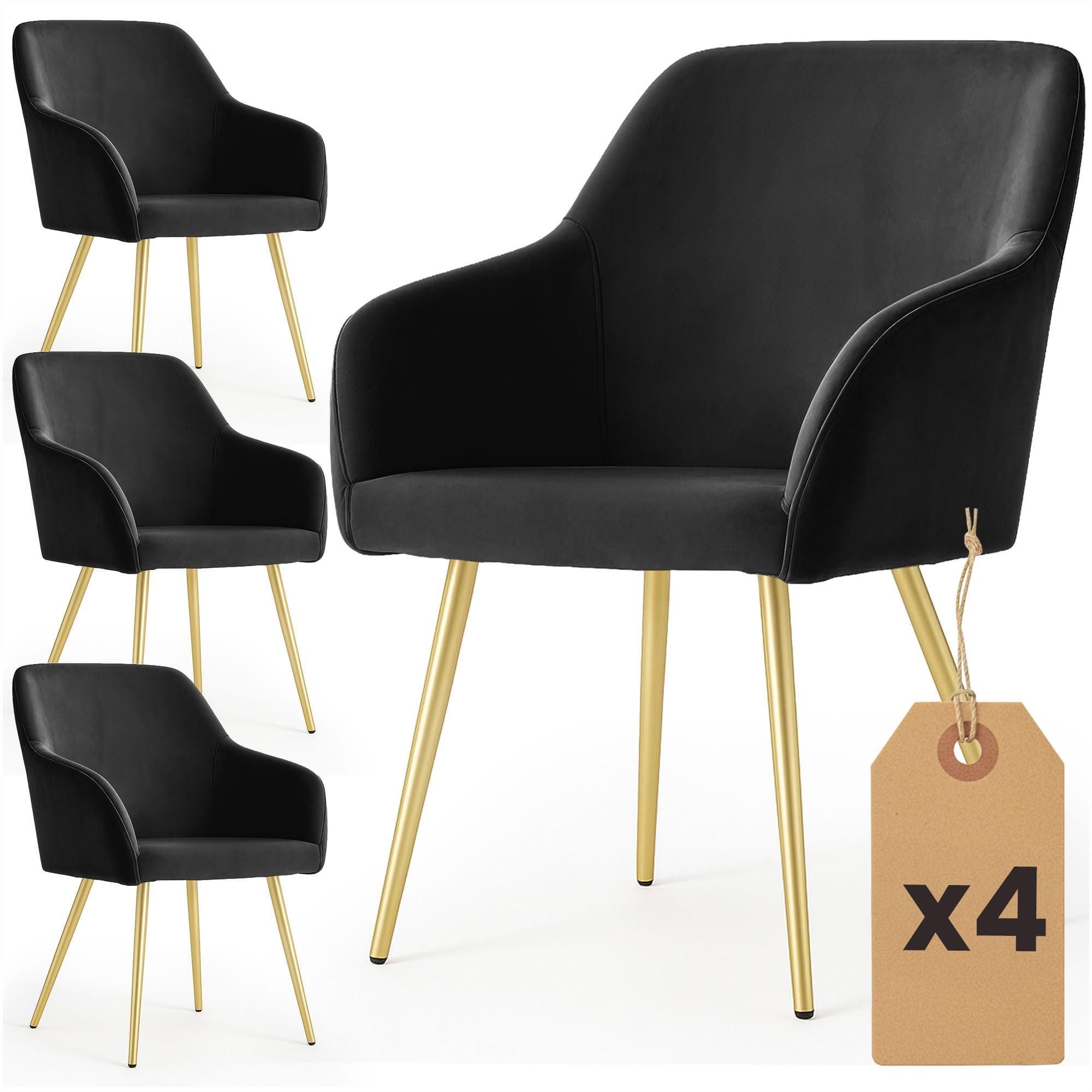 POLSTERSTUHL 4er Set, Metallbeine Schwarz, Gold 54,5/83/58 - Schwarz, Textil (55/83/51cm) - RAUMHIRSCH FURNITURE