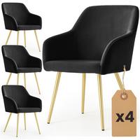 POLSTERSTUHL 4er Set, Metallbeine Schwarz, Gold 54,5/83/58 - Schwarz, Textil (55/83/51cm) - RAUMHIRSCH FURNITURE