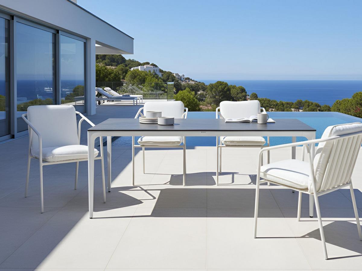 GARTENTISCH 180/90 cm Steinoptik Dunkelgrau Sovareto - Dunkelgrau, Kunststoff (180/90/75cm) - Beliani