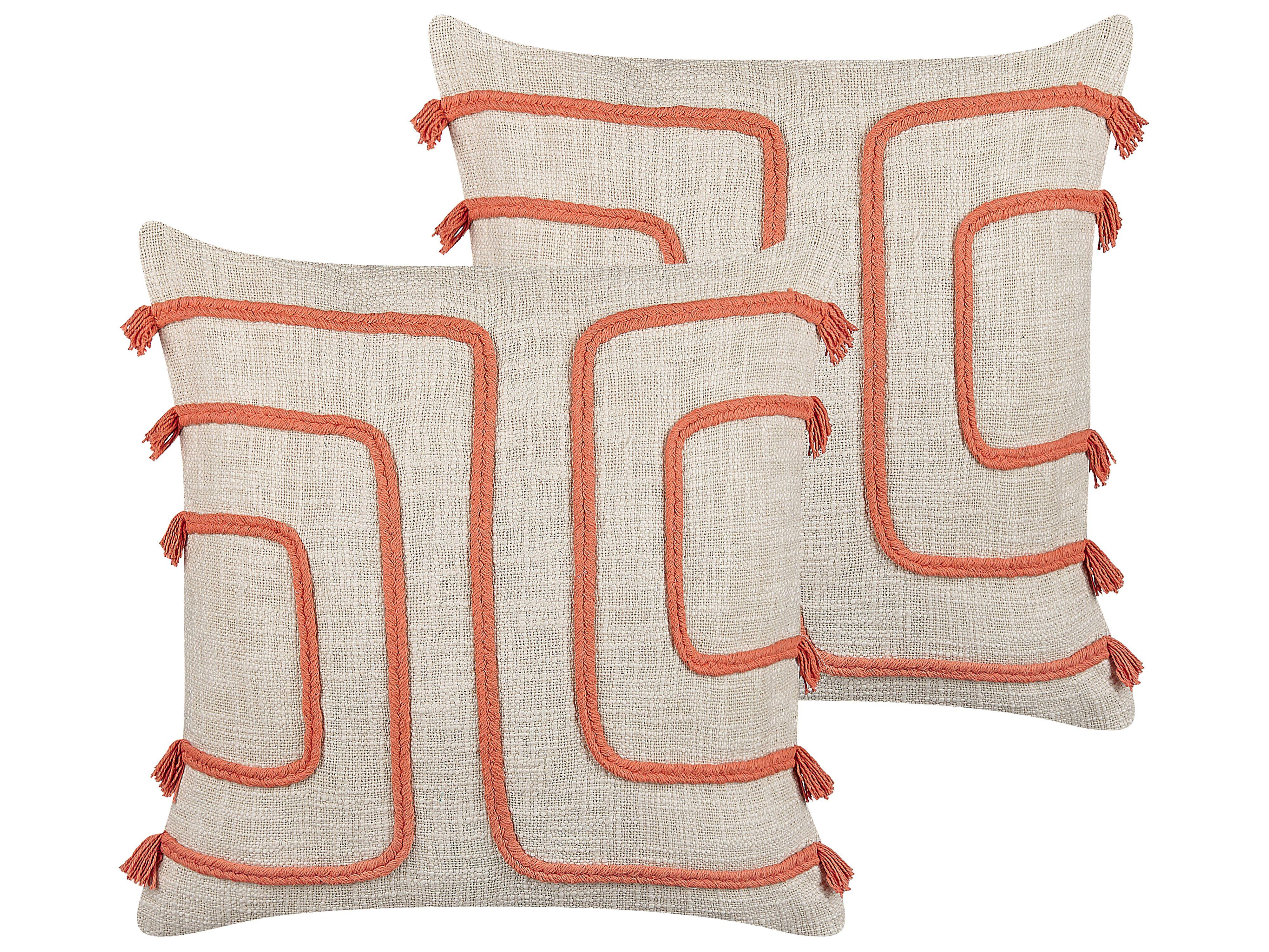 DEKOKISSEN 2er-Set Hellbeige 45/45 cm Pleione - Beige, Naturmaterialien/Textil (45/45cm) - Beliani
