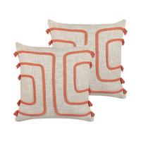 DEKOKISSEN 2er-Set Hellbeige 45/45 cm Pleione - Beige, Naturmaterialien/Textil (45/45cm) - Beliani