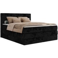 BOXSPRINGBETT TILIANO KING - 160/200 - Schwarz Cord - H4 - Schwarz, Holz/Textil (160/200cm) - MKS