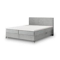 BOXBETT TORREL 140x200 cm mit Matratze und Topper - Hellgrau - Hellgrau, Holz (140/200cm) - MASSENO