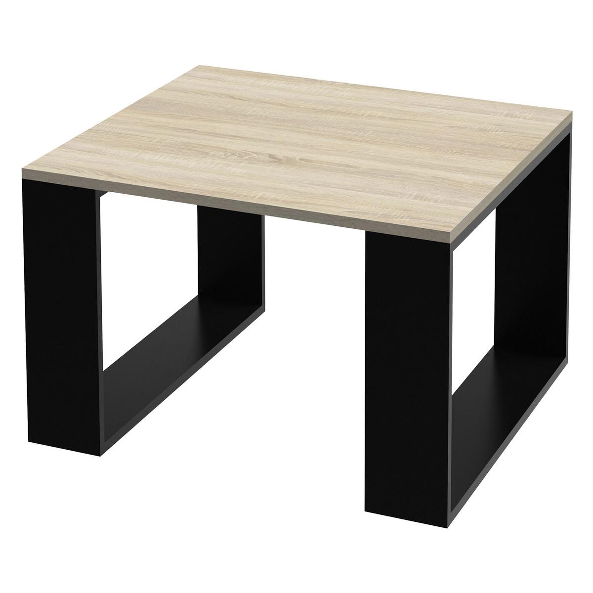 COUCHTISCH 65x65x40 cm Eicheoptik-Schwarz mit Kufenbeine - Schwarz, Holzwerkstoff (65/65/40cm) - ML-DESIGN