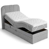 BOXSPRINGBETT Romeo, Einzelbett mit elektrischer Matratzenverstellung, 90x200 cm, Grau - Grau, Textil (90/200cm) - Beautysofa