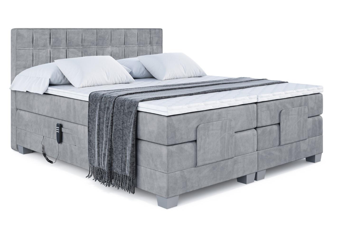 BOXSPRINGBETT elektrisch verstellbar mit 2 Matratzen H4/Taschenfederung OSTO EL 200 x 200 Hellgrau - Hellgrau, Holzwerkstoff (207/200cm) - ALTDECOR