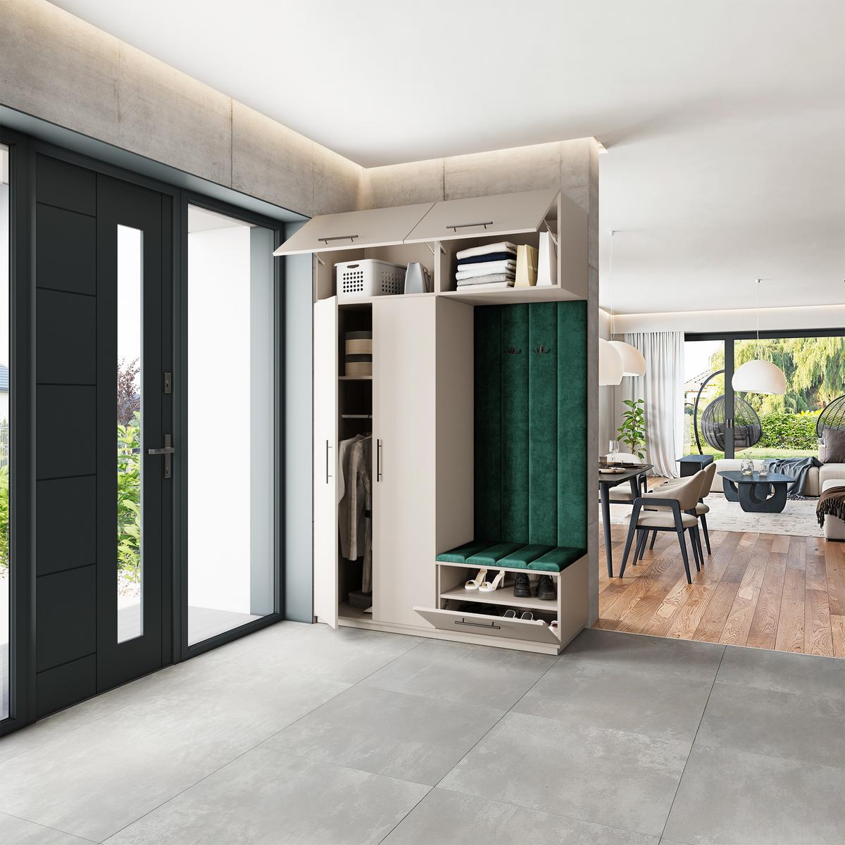 GARDEROBENSCHRANK REMA 150/240/60 cm Modern Garderobe-Set Kaschmir - Kaschmir/Grün, Holzwerkstoff (150/240/60cm) - MASSENO
