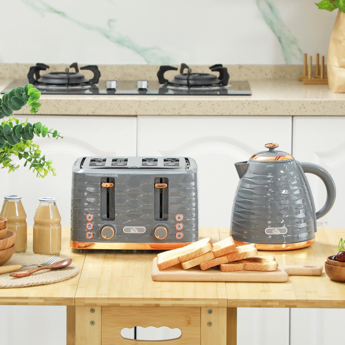 KOCHER-TOASTER-SET 2er Set Kunststoff Stahl Grau - Grau, Kunststoff (19.5/23.2/24.1cm) - HOMCOM
