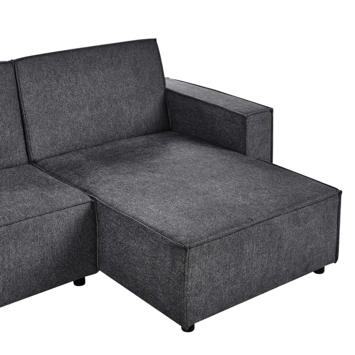 ECKSCHLAFSOFA 3-Sitzer Stoff Graphitgrau linksseitig Romedal Ii - Graphitfarben, Textil (290/173cm) - Beliani