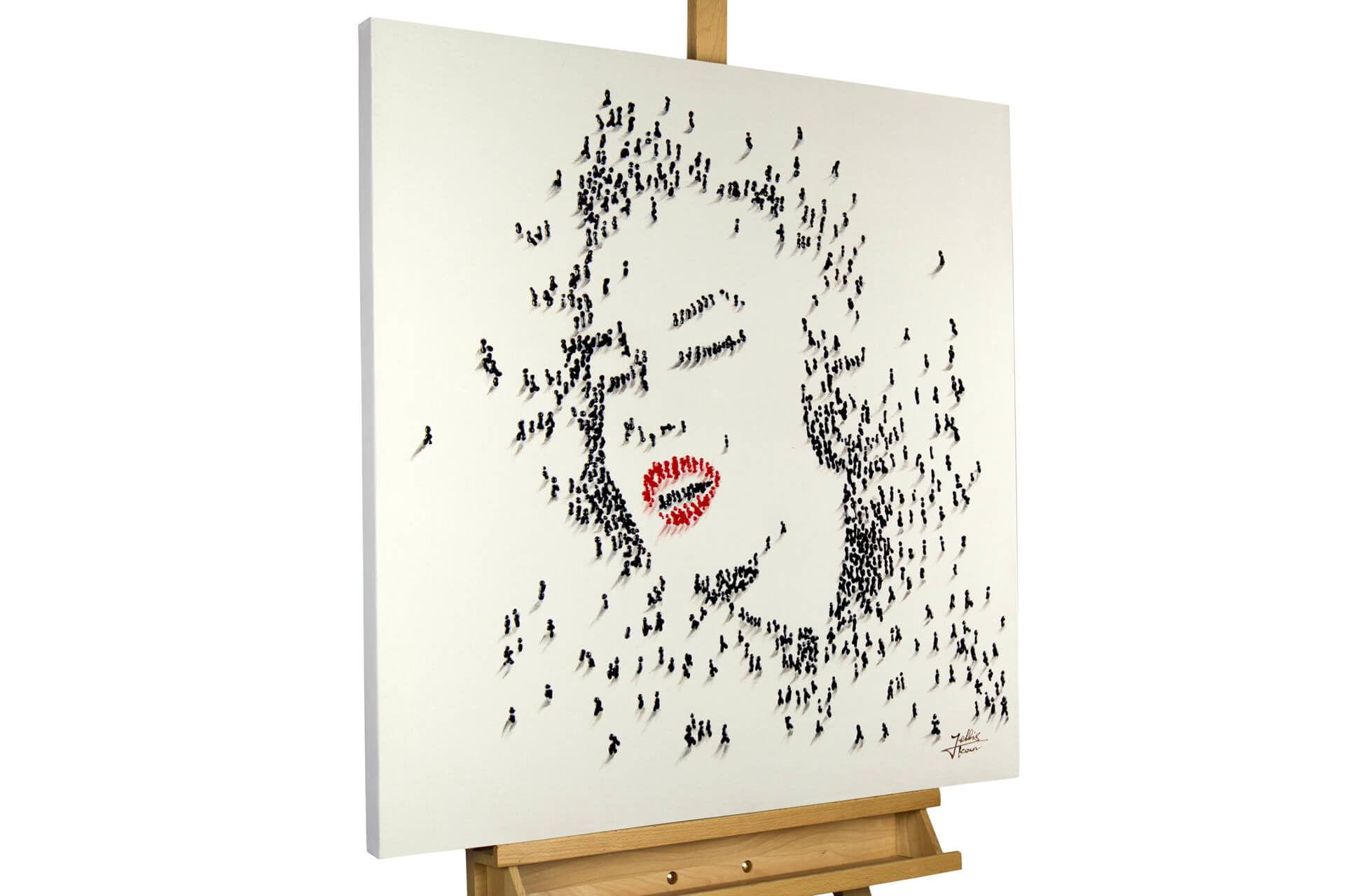 ÖLGEMÄLDE 80/80 cm - Schwarz/Weiß, Holz/Textil (80/80cm) - KUNSTLOFT