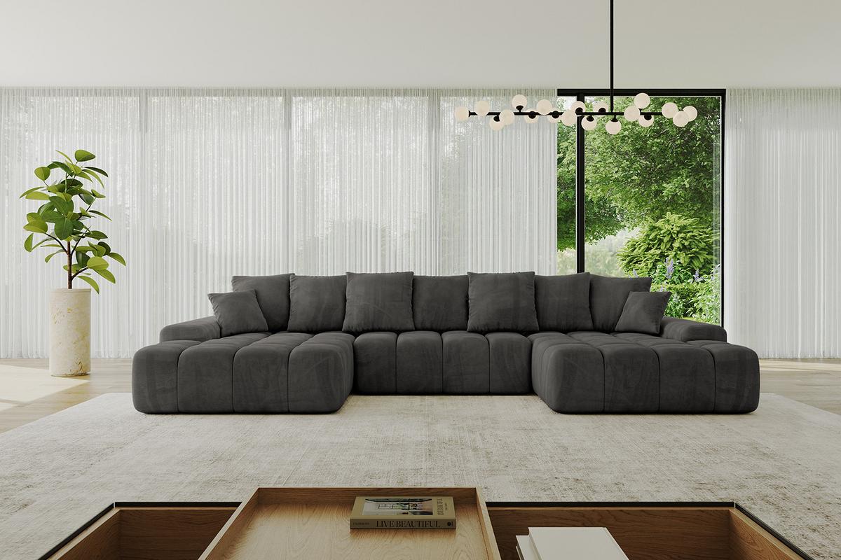 WOHNLANDSCHAFT ENSI-U - 353x164x69 cm Anthrazit - Anthrazit, Holzwerkstoff/Kunststoff (357/69/164cm) - ALTDECOR