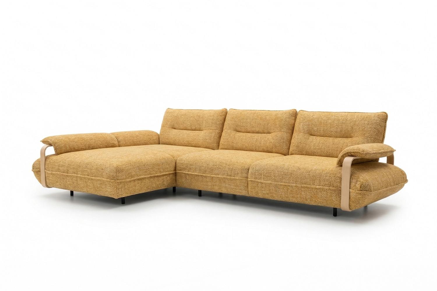 ECKSOFA ANISSA Gelb Flachgewebe - Gelb/Schwarz, Kunststoff/Textil (297/185cm) - KAWOLA