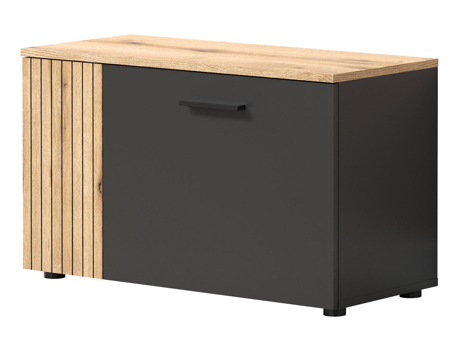 GARDEROBENBANK grau, Evoke Eiche 80 cm, Schuhbank mit 4 Fächern - Eichefarben/Anthrazit, Holzwerkstoff/Kunststoff (80/48/36cm) - Top.Furn