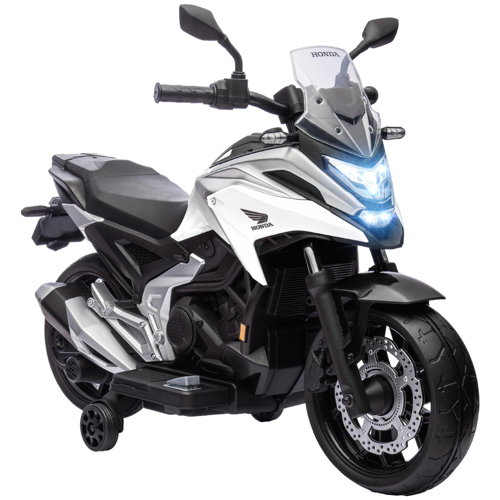 KINDER Elektro-Motorrad, 12V Kindermotorrad mit MP3, USB, LED-Scheinwerfer Weiß - Weiß, Kunststoff (107/46/75cm) - AIYAPLAY