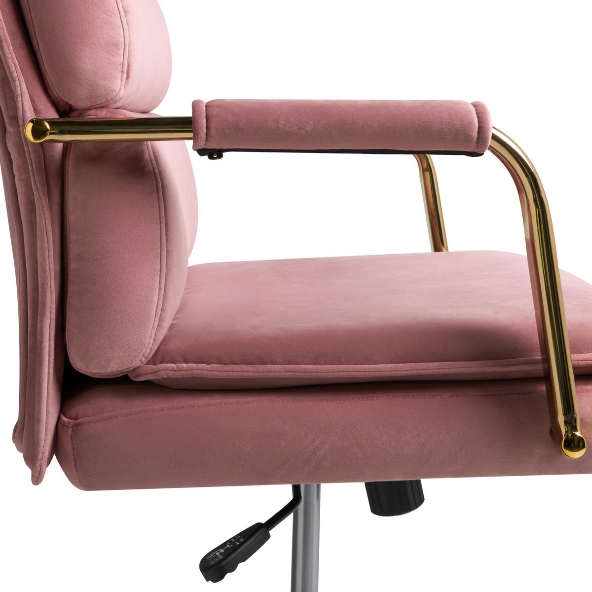 BÜROSTUHL Samtstoff Rosa Vamure - Pink, Textil (60/104/60cm) - Beliani