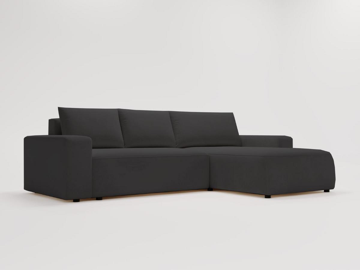 ECKSOFA Tazones Schwarz Rechts - Schwarz, Holz/Kunststoff (250/165cm) - Graingold